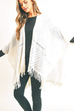 Women's Fringe Knitted Ruana Wrap Poncho | Zarnesh