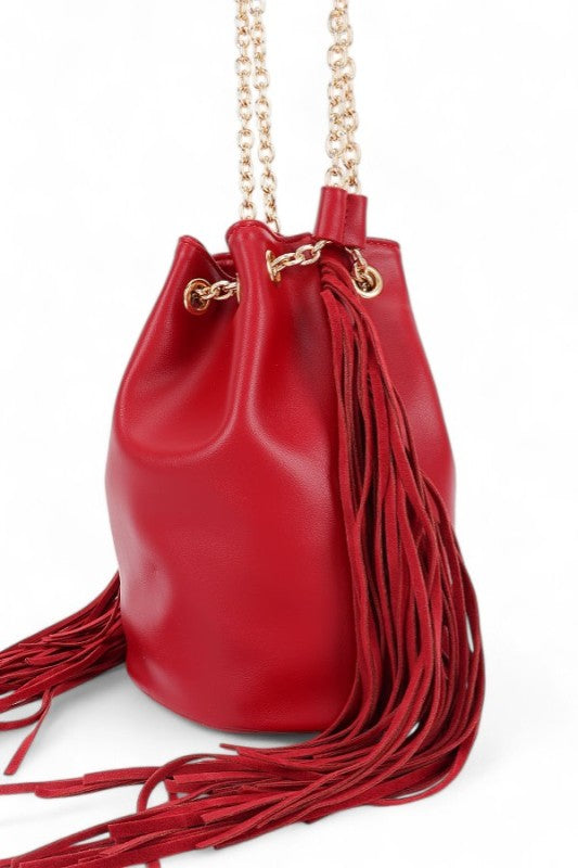 Women's Fringed Accent Boho Bucket Bag | Zarnesh