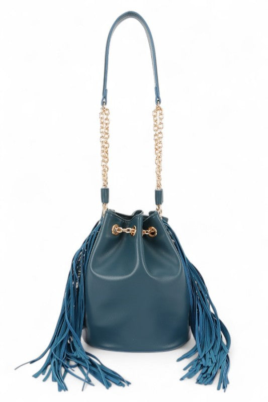 Women's Fringed Accent Boho Bucket Bag | Zarnesh