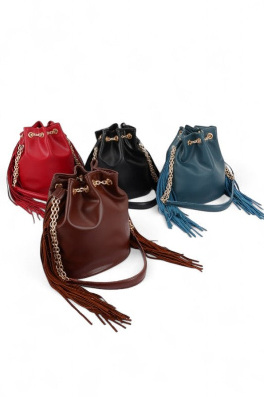 Women's Fringed Accent Boho Bucket Bag | Zarnesh