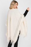 Women's Fringed Knit Poncho Cardigan Cozy Wrap Shawl | Zarnesh