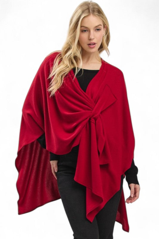 Women's Front Tie Knitted Shawl Wrap Poncho | Zarnesh