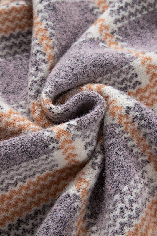 Women’s Fuzzy Plaid Button Up Collared Jacket | Zarnesh