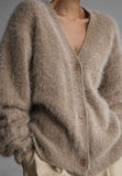 Women’s Fuzzy V-Neck Button-Down Cardigan | Zarnesh