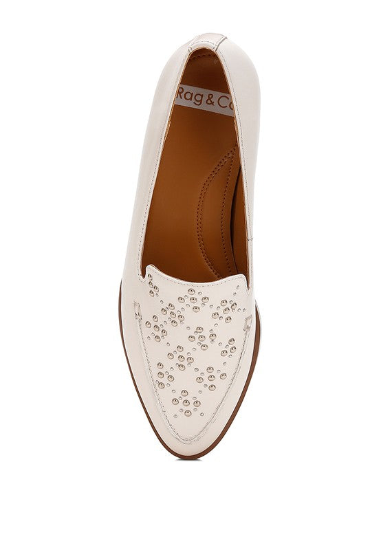 Women’s Gabassi Studded Genuine Leather Loafers | Zarnesh