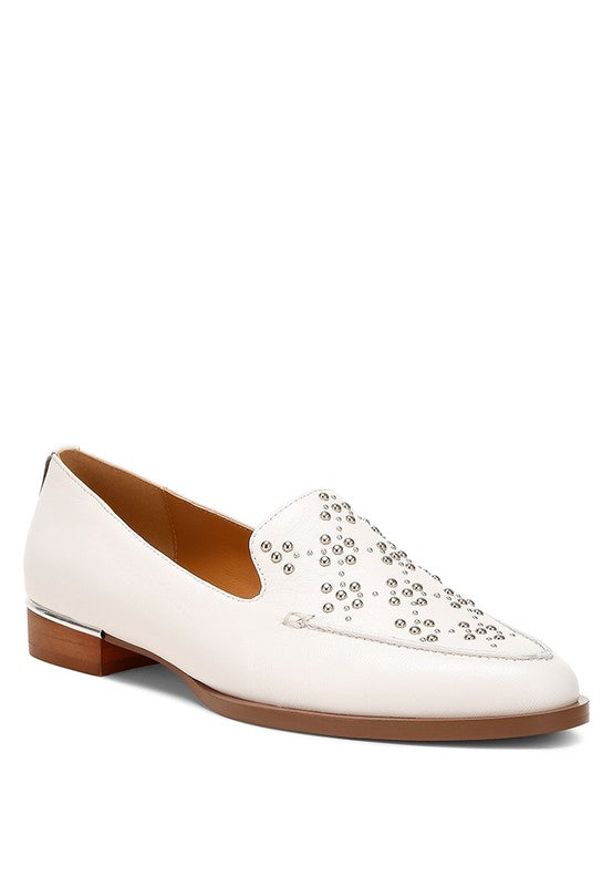 Women’s Gabassi Studded Genuine Leather Loafers | Zarnesh