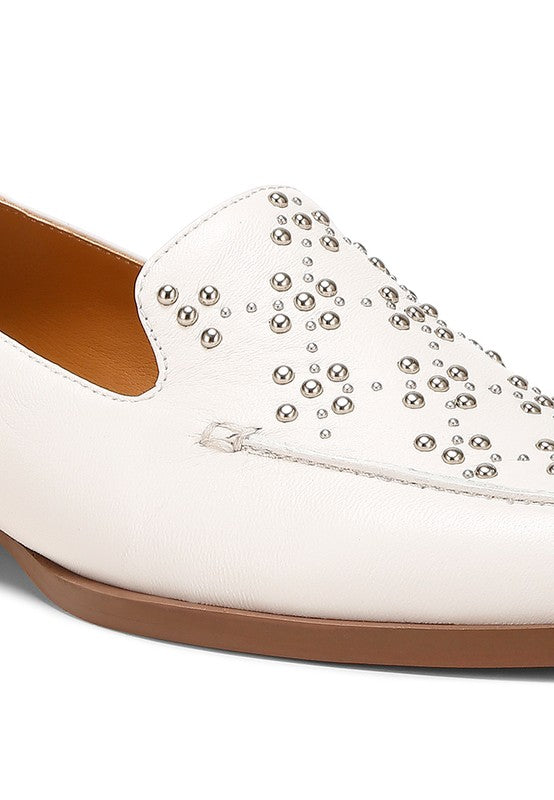 Women’s Gabassi Studded Genuine Leather Loafers | Zarnesh