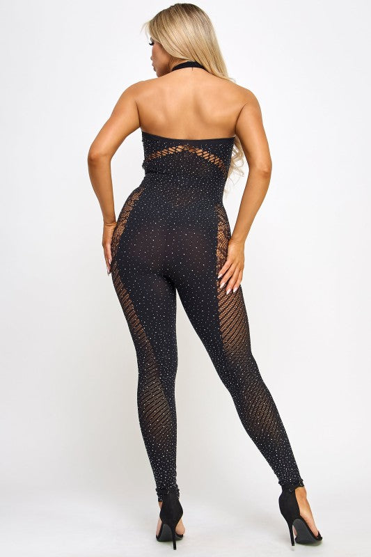 Women’s Gemma Fishnet Rhinestone Lace Bodystocking | Zarnesh