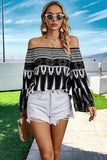 Women’s Geo Graphic Off Shoulder Butterfly Sleeve Blouse | Zarnesh