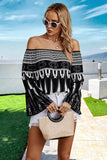 Women’s Geo Graphic Off Shoulder Butterfly Sleeve Blouse | Zarnesh