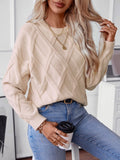 Women's Cozy Geometric Cable Knit Pullover Sweater | Zarnesh