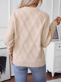 Women's Cozy Geometric Cable Knit Pullover Sweater | Zarnesh