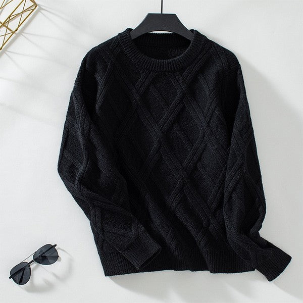 Women's Cozy Geometric Cable Knit Pullover Sweater | Zarnesh