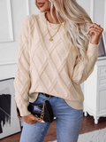 Women's Cozy Geometric Cable Knit Pullover Sweater | Zarnesh