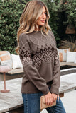 Women’s Geometric Knit Western Patterned Crew Neck Sweater | Zarnesh