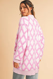 Women's Geometric Pattern Knit Open Front Pocketed Cardigans | Zarnesh