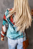 Women's Geometric Vintage Frayed Hem Denim Jacket | Zarnesh