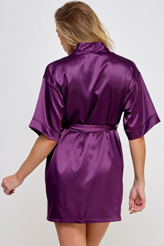 Women’s Getting Ready Satin Kimono Robe with Belt | Zarnesh