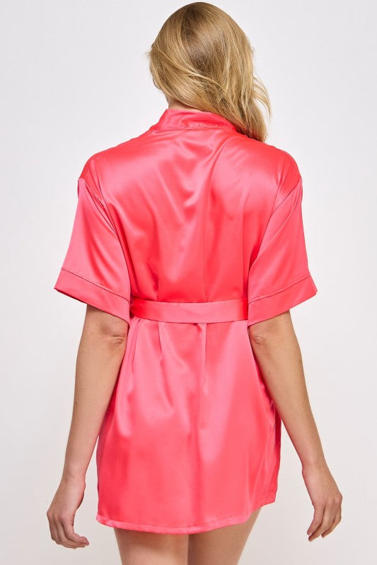 Women’s Getting Ready Satin Kimono Robe with Belt | Zarnesh