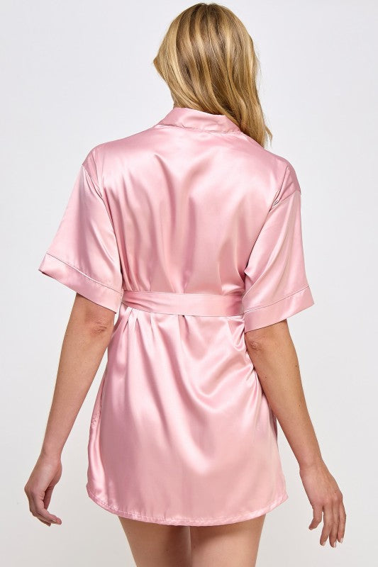 Women’s Getting Ready Satin Kimono Robe with Belt | Zarnesh