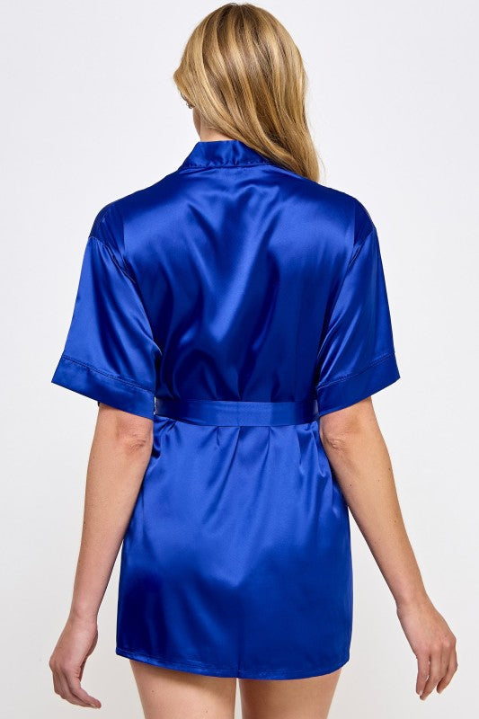 Women’s Getting Ready Satin Kimono Robe with Belt | Zarnesh