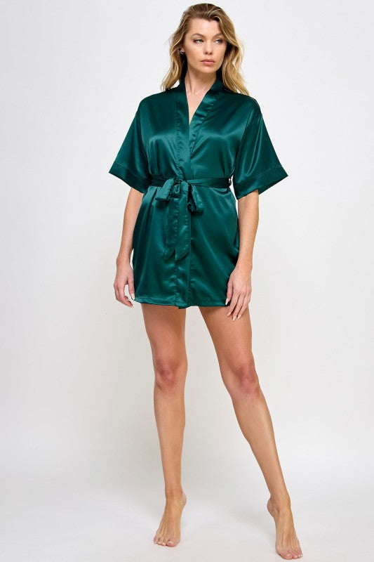 Women’s Getting Ready Satin Kimono Robe with Belt | Zarnesh