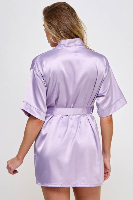 Women’s Getting Ready Satin Kimono Robe with Belt | Zarnesh