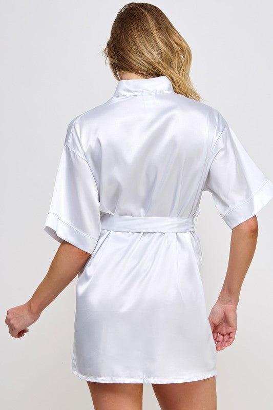 Women’s Getting Ready Satin Kimono Robe with Belt | Zarnesh