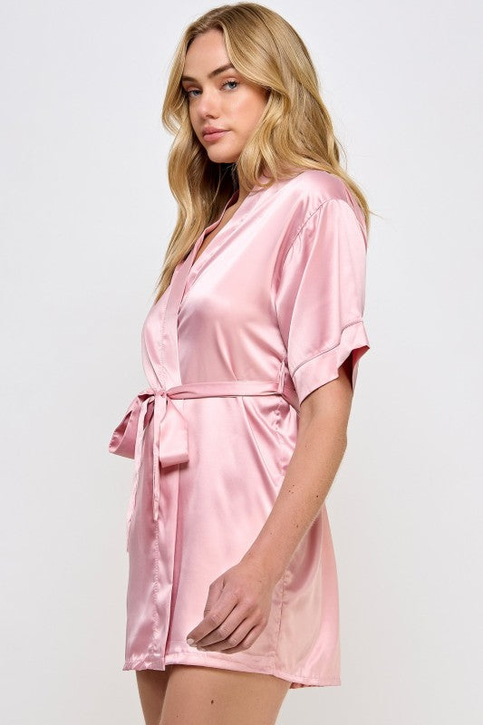 Women’s Getting Ready Satin Kimono Robe with Belt | Zarnesh