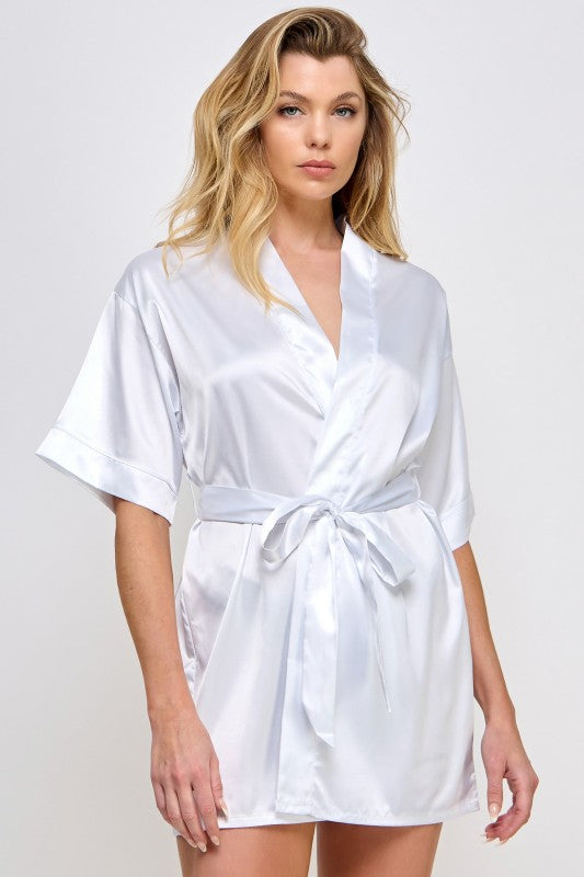Women’s Getting Ready Satin Kimono Robe with Belt | Zarnesh