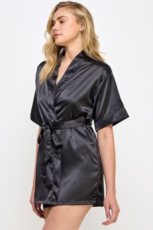 Women’s Getting Ready Satin Kimono Robe with Belt | Zarnesh