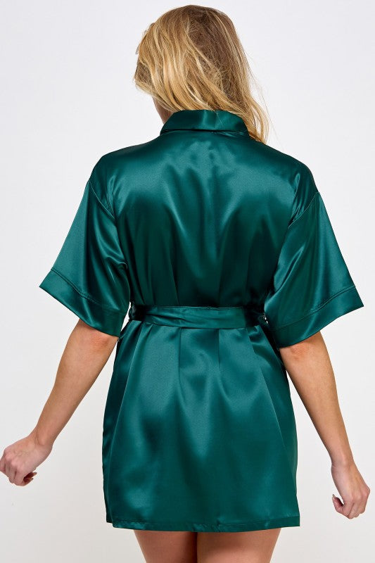 Women’s Getting Ready Satin Kimono Robe with Belt | Zarnesh