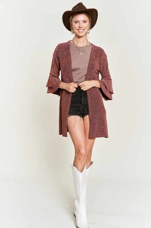 Women's Glitter Bell Sleeve Open Front Kimono Cardigan | Zarnesh