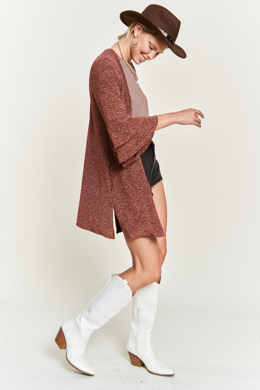 Women's Glitter Bell Sleeve Open Front Kimono Cardigan | Zarnesh