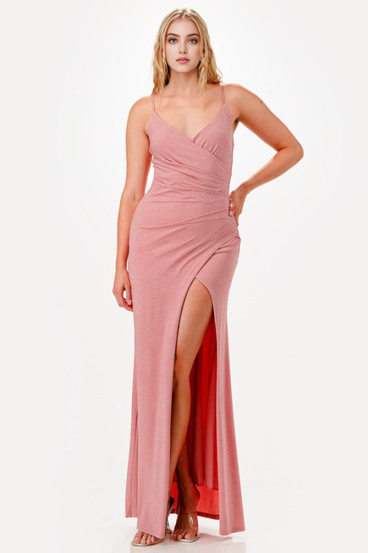 Women’s Glitter ITY Bodycon Side Slit Party Maxi Dress | Zarnesh