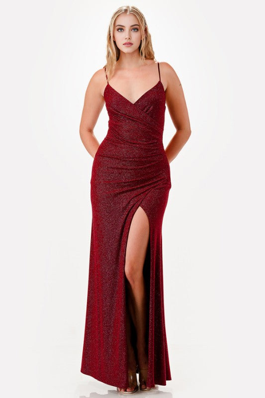 Women’s Glitter ITY Bodycon Side Slit Party Maxi Dress | Zarnesh