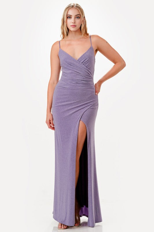 Women’s Glitter ITY Bodycon Side Slit Party Maxi Dress | Zarnesh