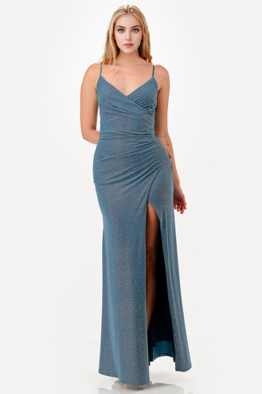 Women’s Glitter ITY Bodycon Side Slit Party Maxi Dress | Zarnesh