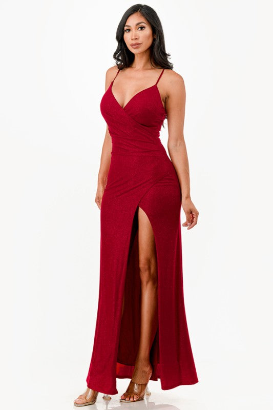 Women’s Glitter ITY Bodycon Side Slit Party Maxi Dress | Zarnesh