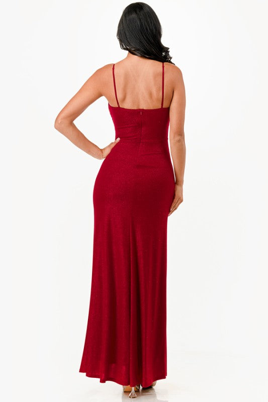 Women’s Glitter ITY Bodycon Side Slit Party Maxi Dress | Zarnesh