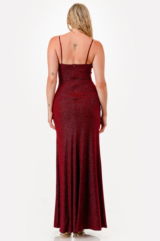 Women’s Glitter ITY Bodycon Side Slit Party Maxi Dress | Zarnesh