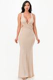 Women's Glitter Strappy Back Evening Gown Dress | Zarnesh 