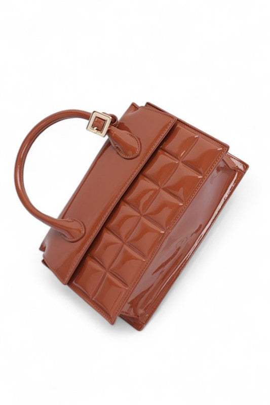 Women's Glossy Faux Leather Embossed Top Handle Swing Bag | Zarnesh