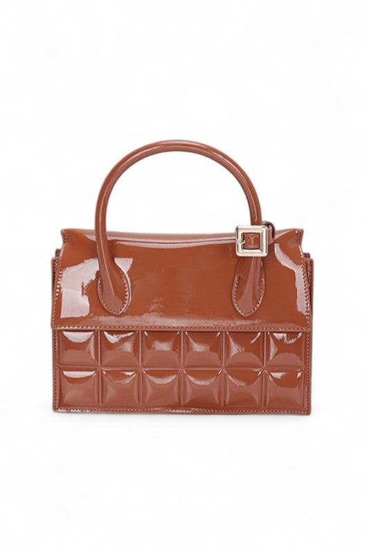 Women's Glossy Faux Leather Embossed Top Handle Swing Bag | Zarnesh