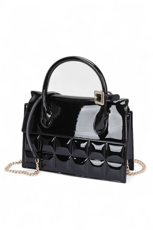 Women's Glossy Faux Leather Embossed Top Handle Swing Bag | Zarnesh