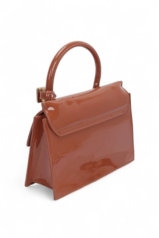 Women's Glossy Faux Leather Embossed Top Handle Swing Bag | Zarnesh
