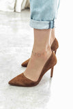 Women's Gold Minimal Rectangle Rhinestone Anklet| Zarnesh