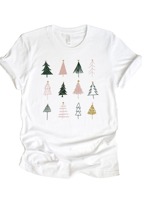 Women’s Graphic Christmas Tree Short Sleeve Crew-Neck T-Shirt | Zarnesh