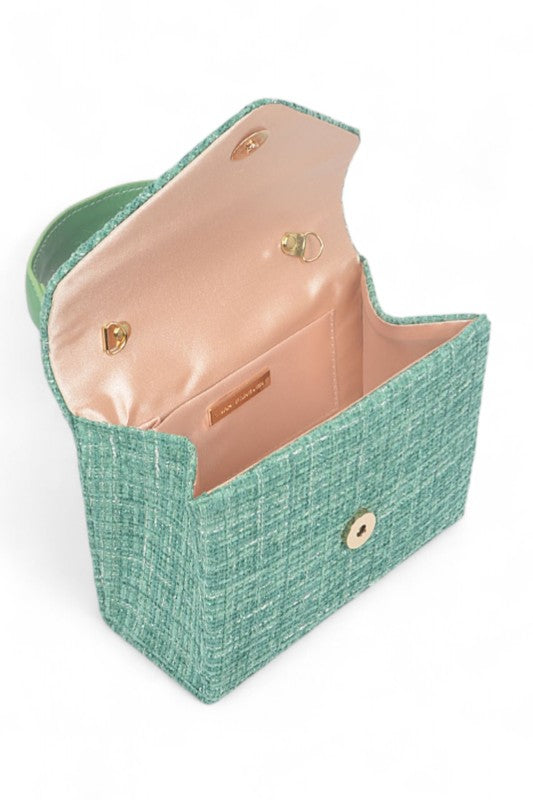 Women's Tweed Fabric Top Handle Crossbody Swing Bag | Zarnesh