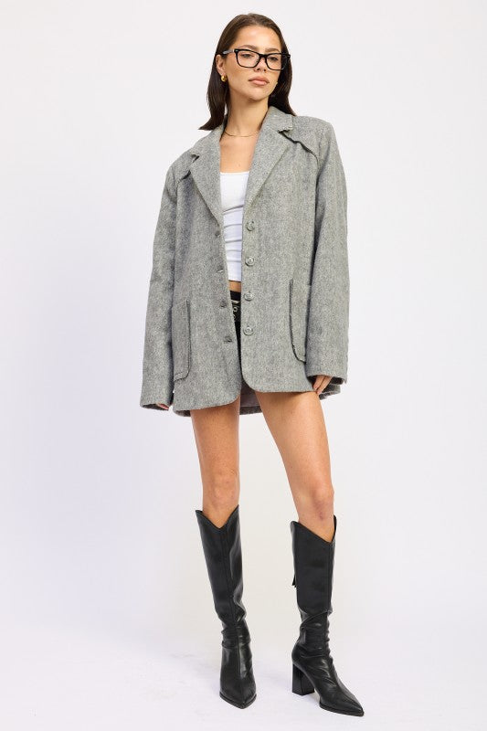 Women’s Oversized Short Coat with Pockets | Zarnesh